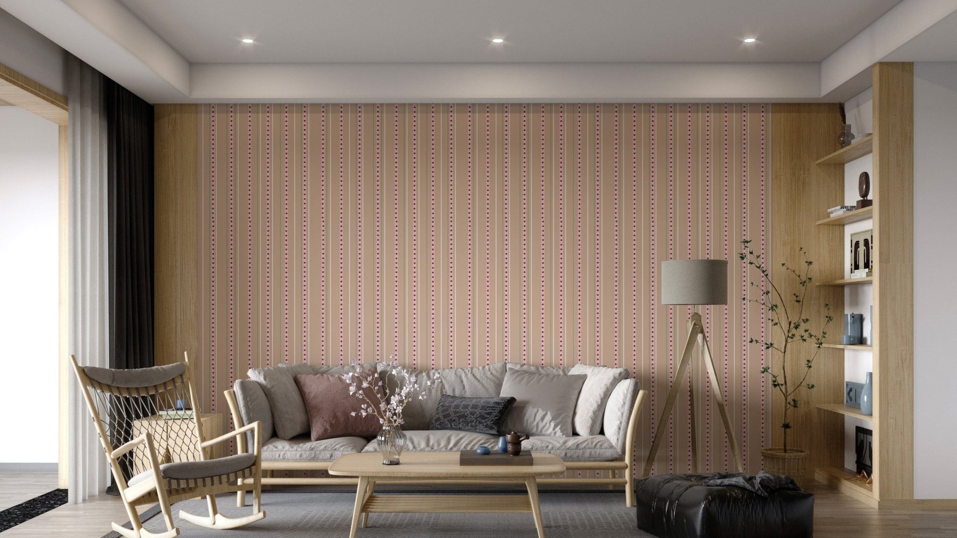 Chic streaked wallpaper with tan tones