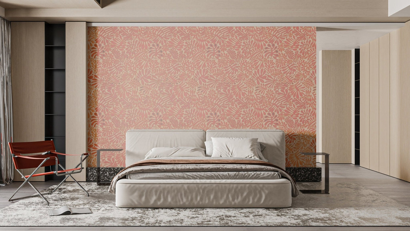 Trendy self-adhesive wallpaper with tangerine foliage