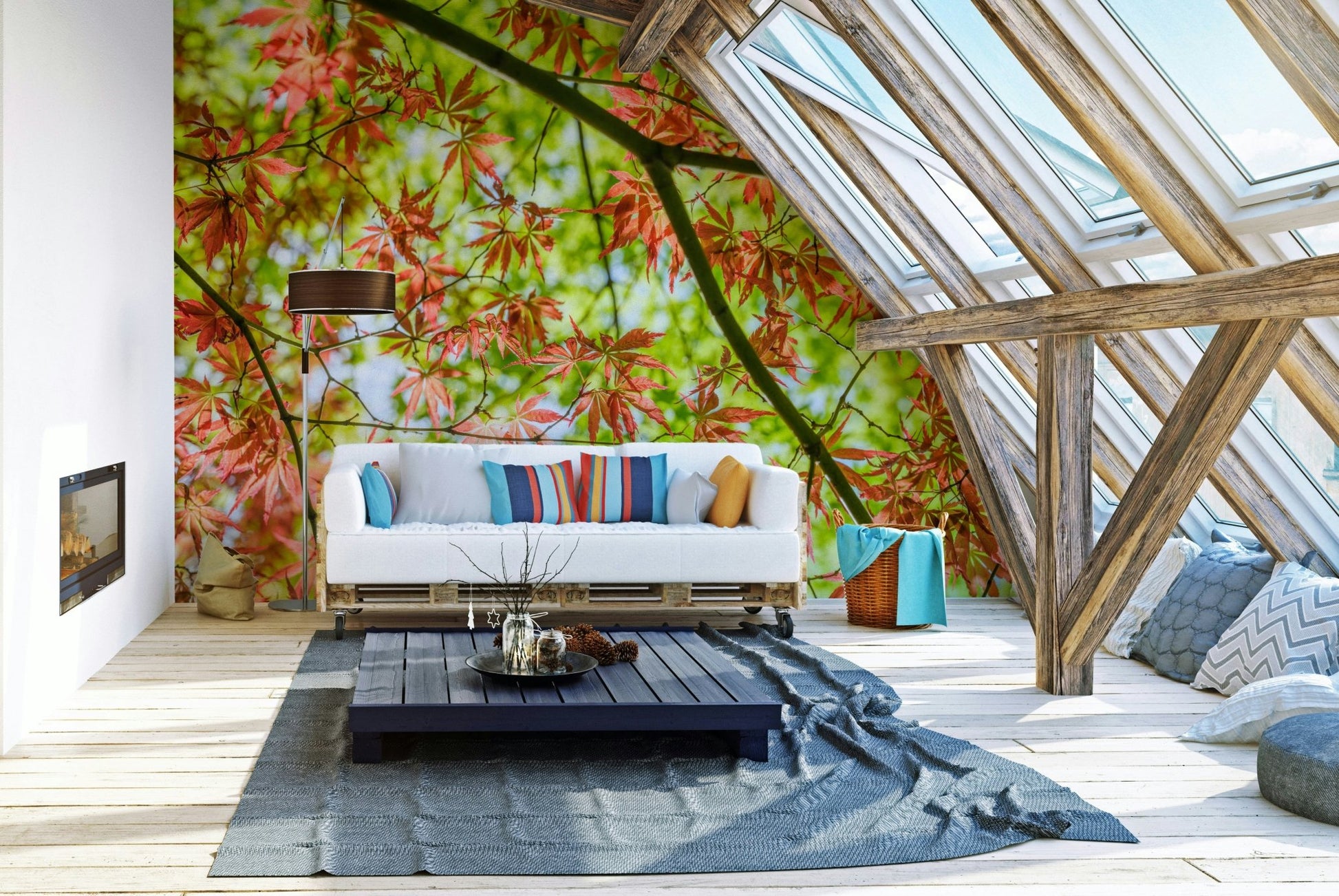 Rolling hills with autumn trees.

