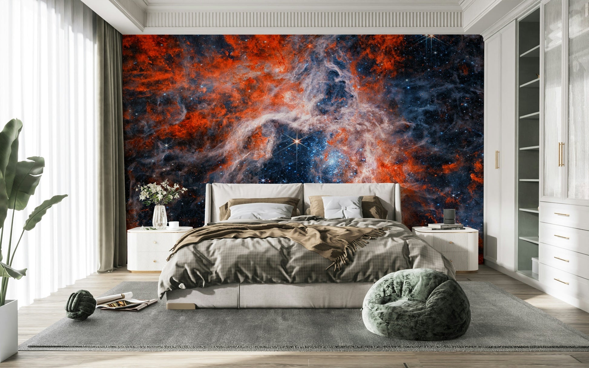 The image shows an artistic impression of the Tarantula Nebula.

