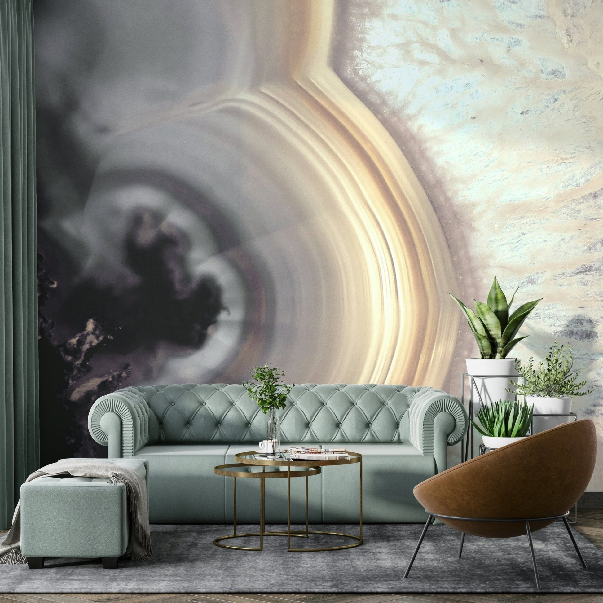 Wallpaper for walls with taupe waves

