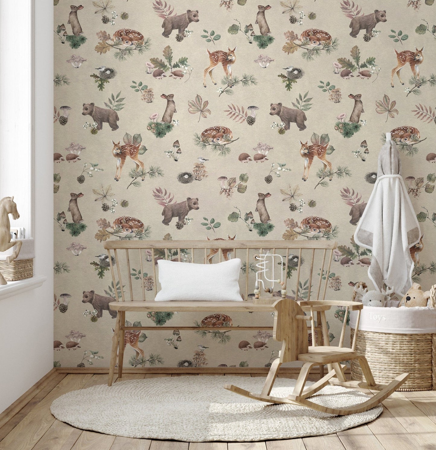 Watercolor baby animals wallpaper print
