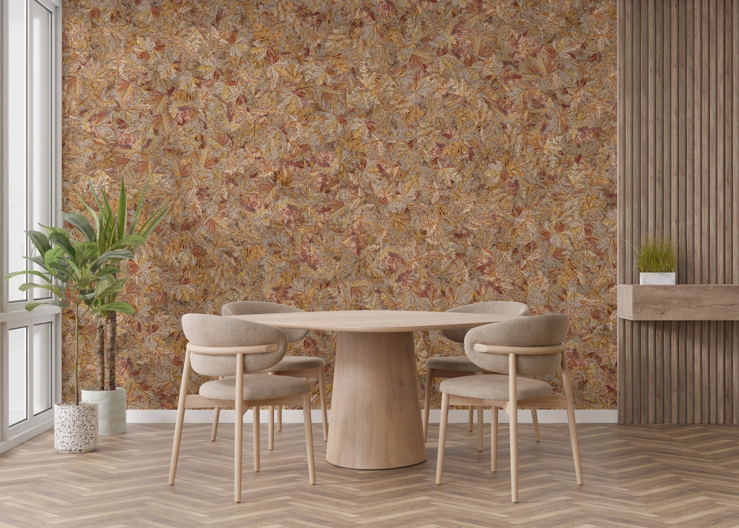 Autumn-inspired leaf wallpaper mural look DTLI03
