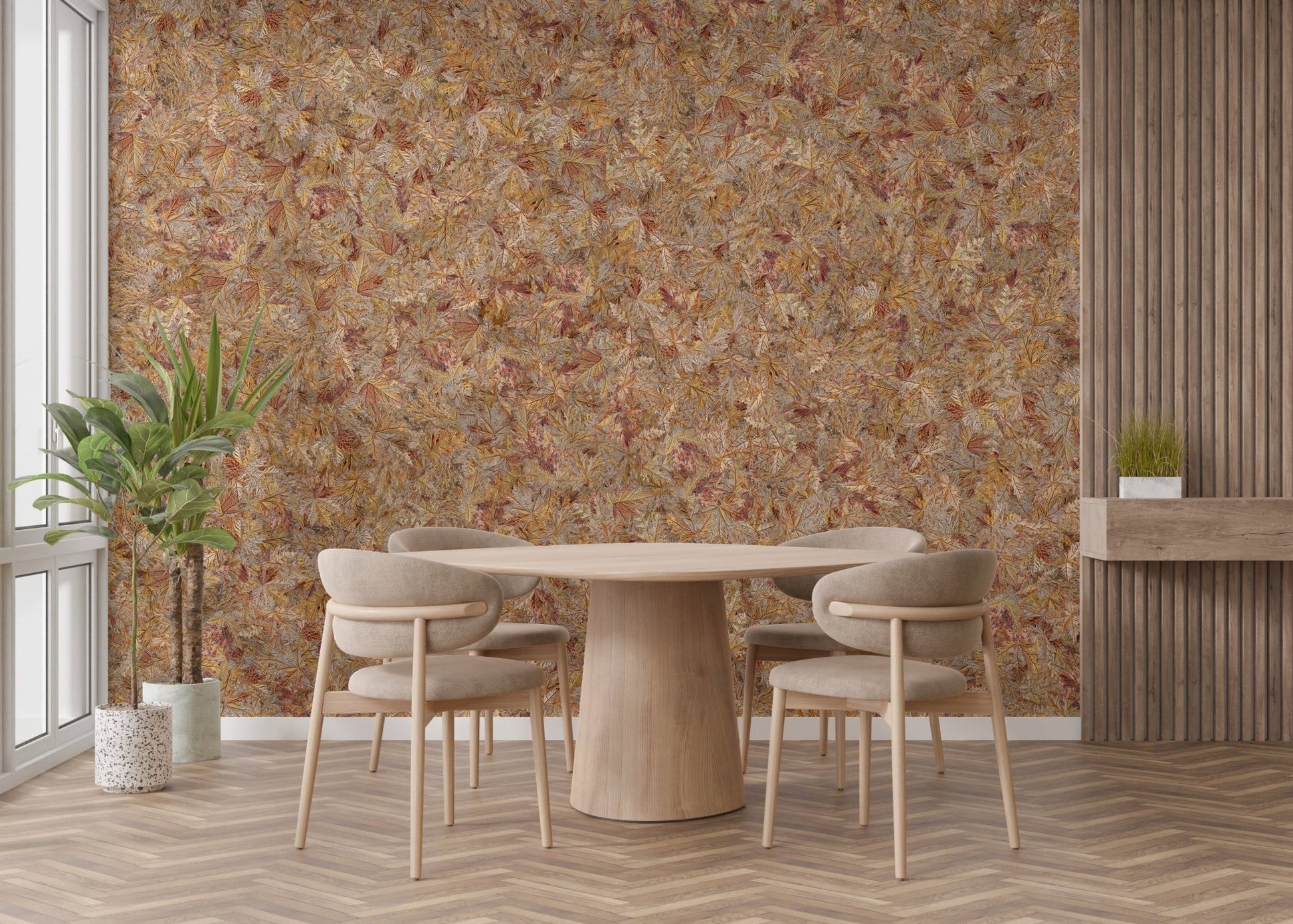 Autumn-inspired leaf wallpaper mural look DTLI03
