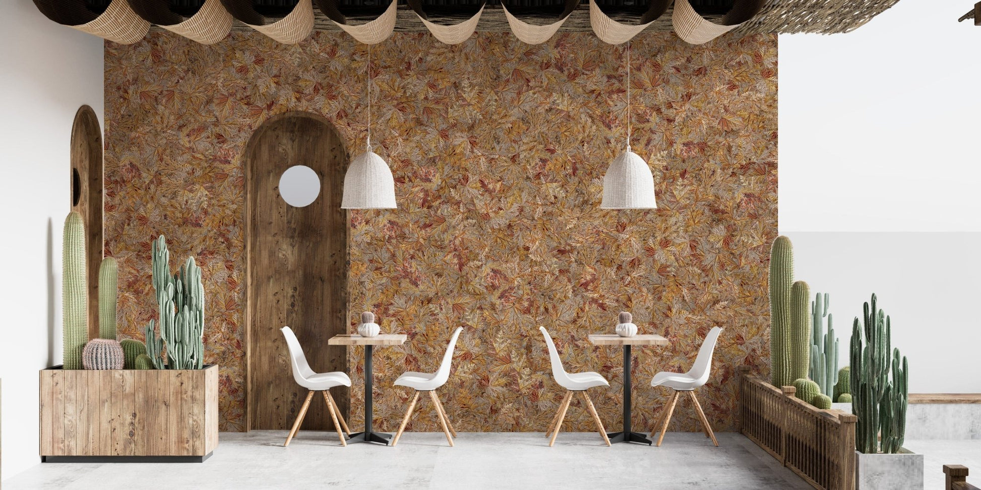 Earthy brown leaf mural wallpaper concept DTLI03

