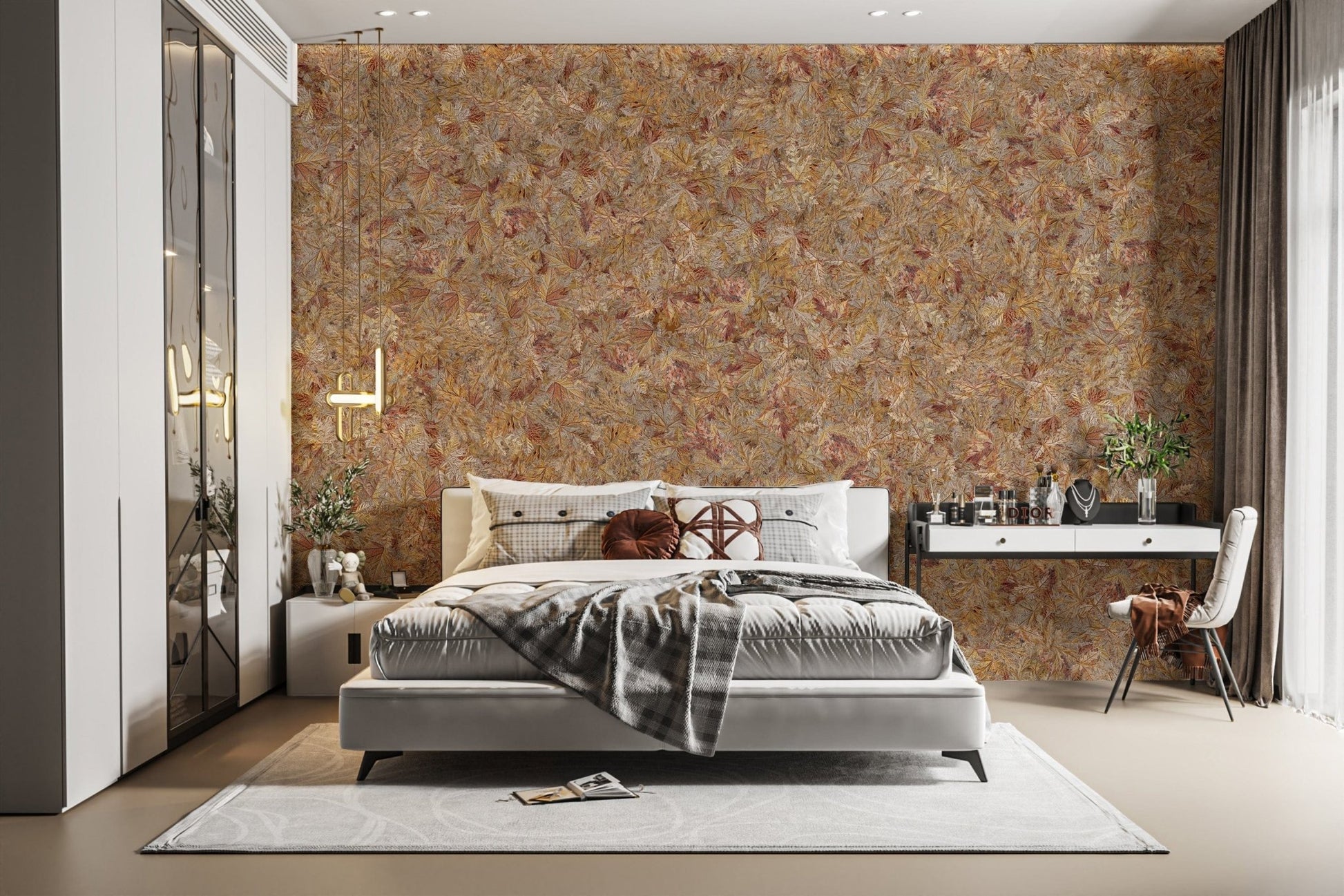 Autumn-themed taupe wallpaper mural style DTLI03