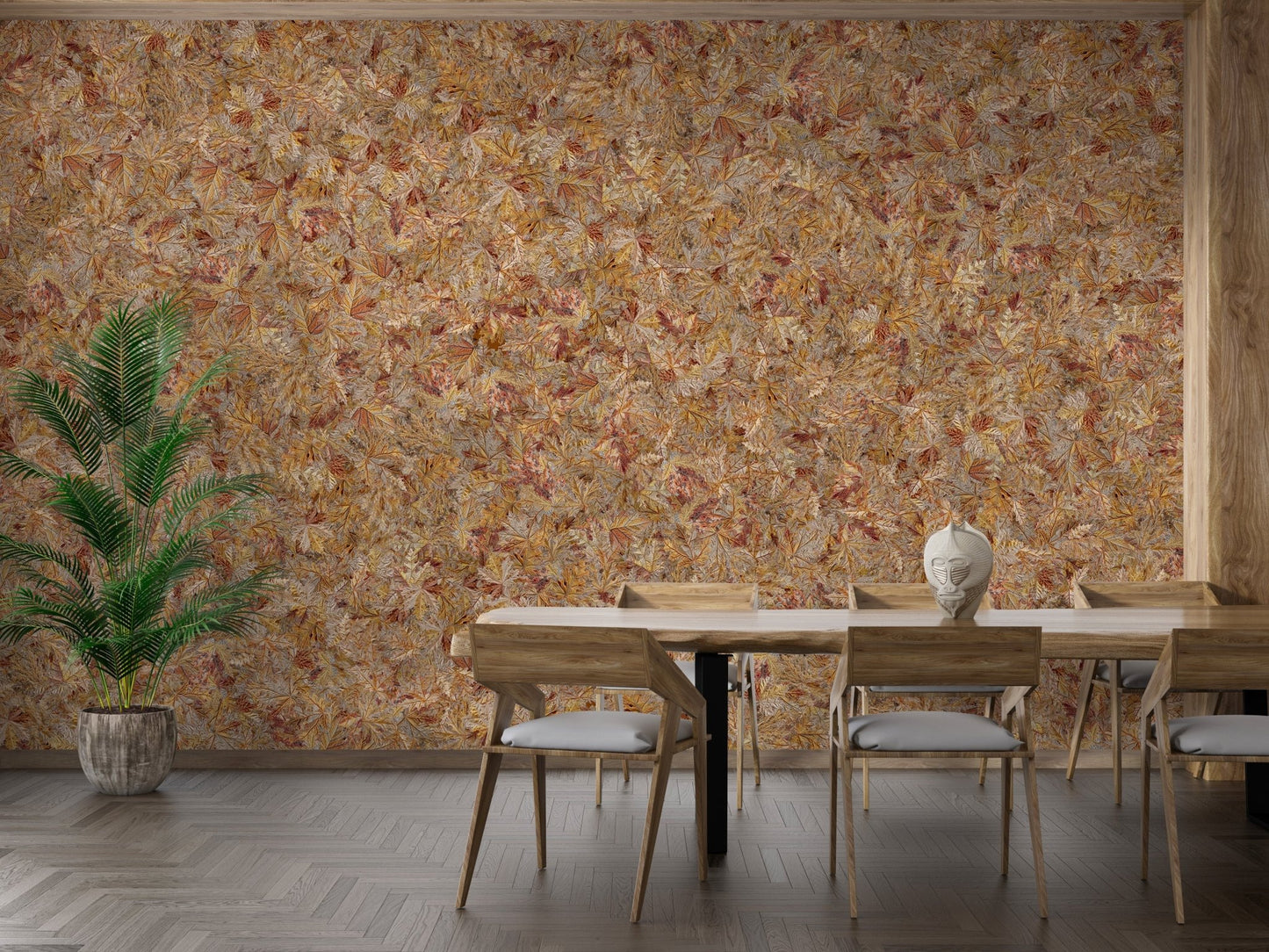 Taupe Brown Autumn Leaf Wallpaper Mural - Giffywalls DTLI03
