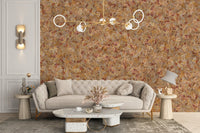 Taupe brown leaf wallpaper design mural DTLI03
