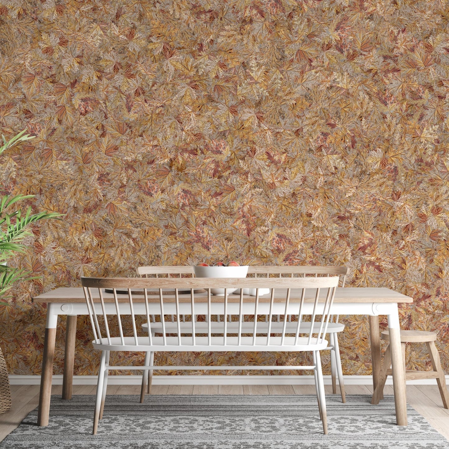 Taupe Brown Autumn Leaf Wallpaper Mural - Giffywalls DTLI03