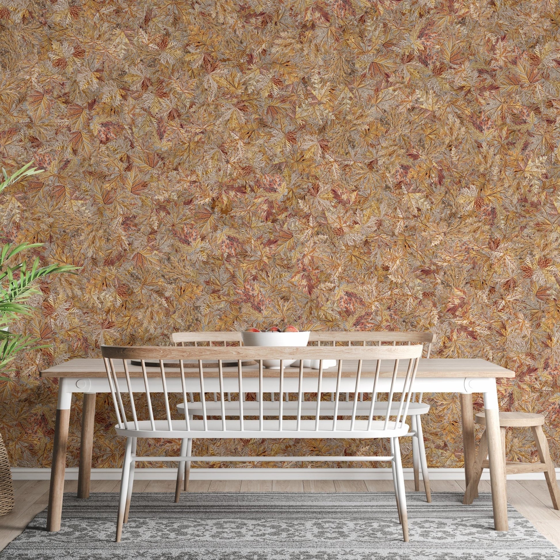 Taupe Brown Autumn Leaf Wallpaper Mural - Giffywalls DTLI03