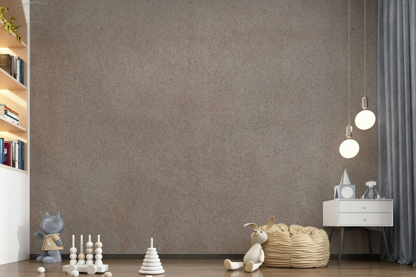 Office interior showing the sophisticated Taupe Stone Surface Wall Mural.