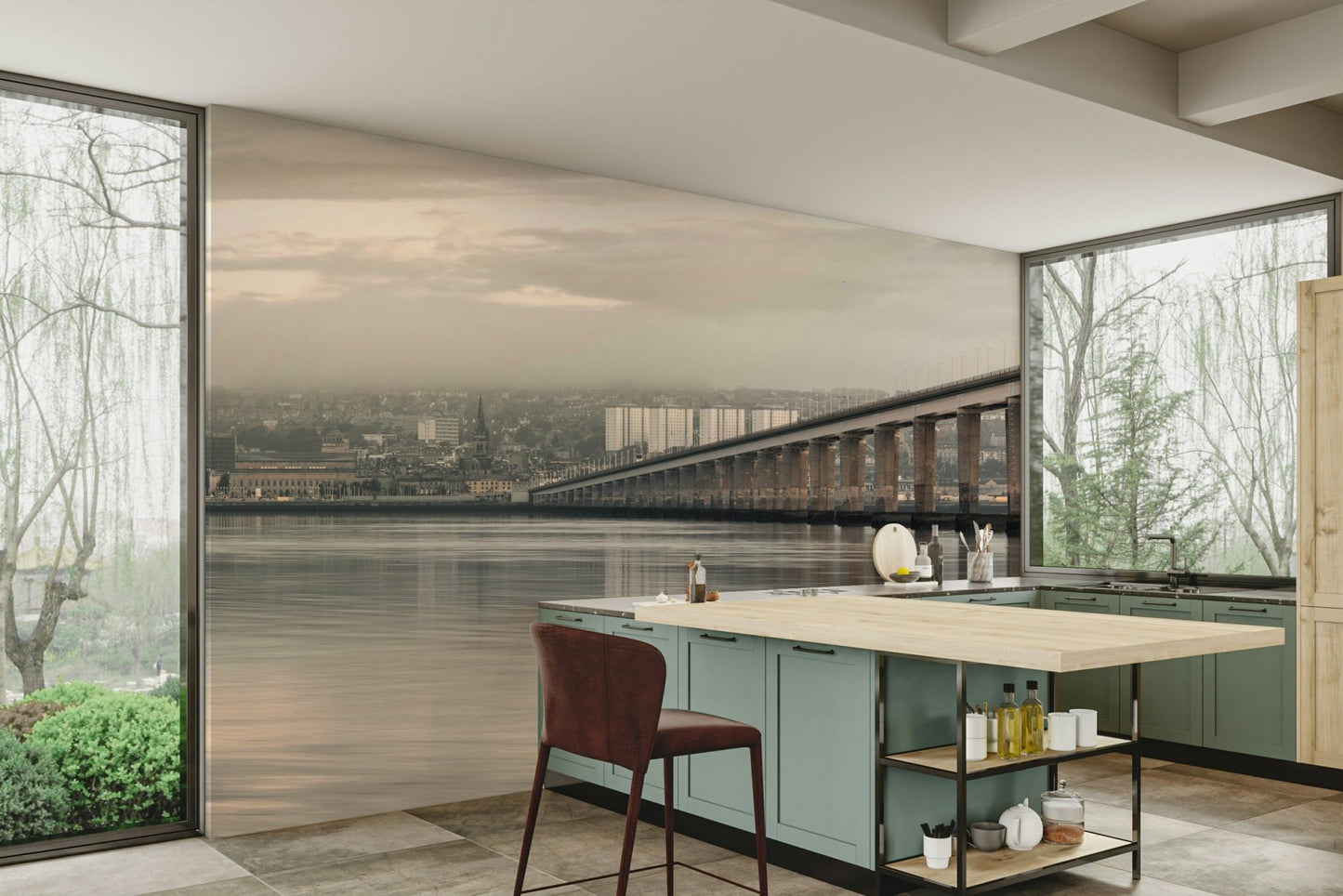 Beautiful view of Tay Road Bridge wall mural.

