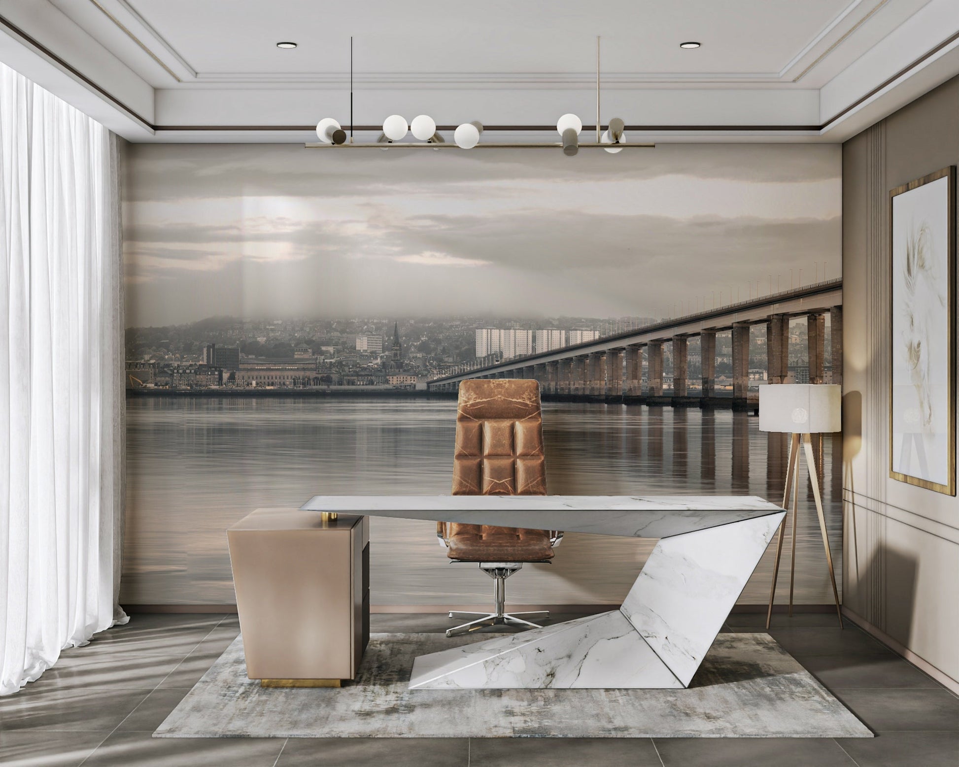 Scenic Tay Road Bridge mural for home decor.

