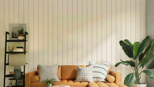 Bold green stripe wallpaper close-up

