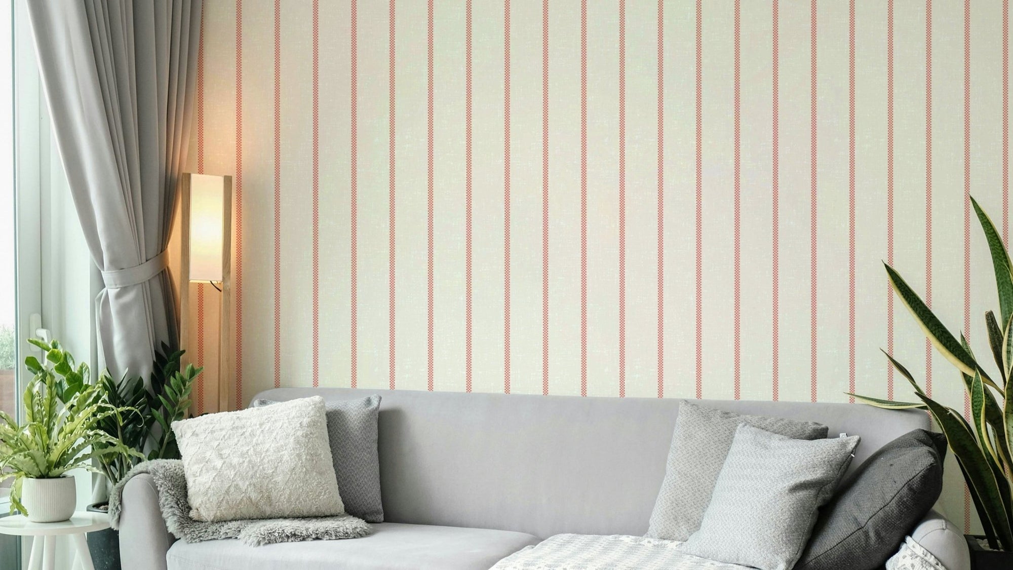 Bold red stripe wallpaper close-up GD682

