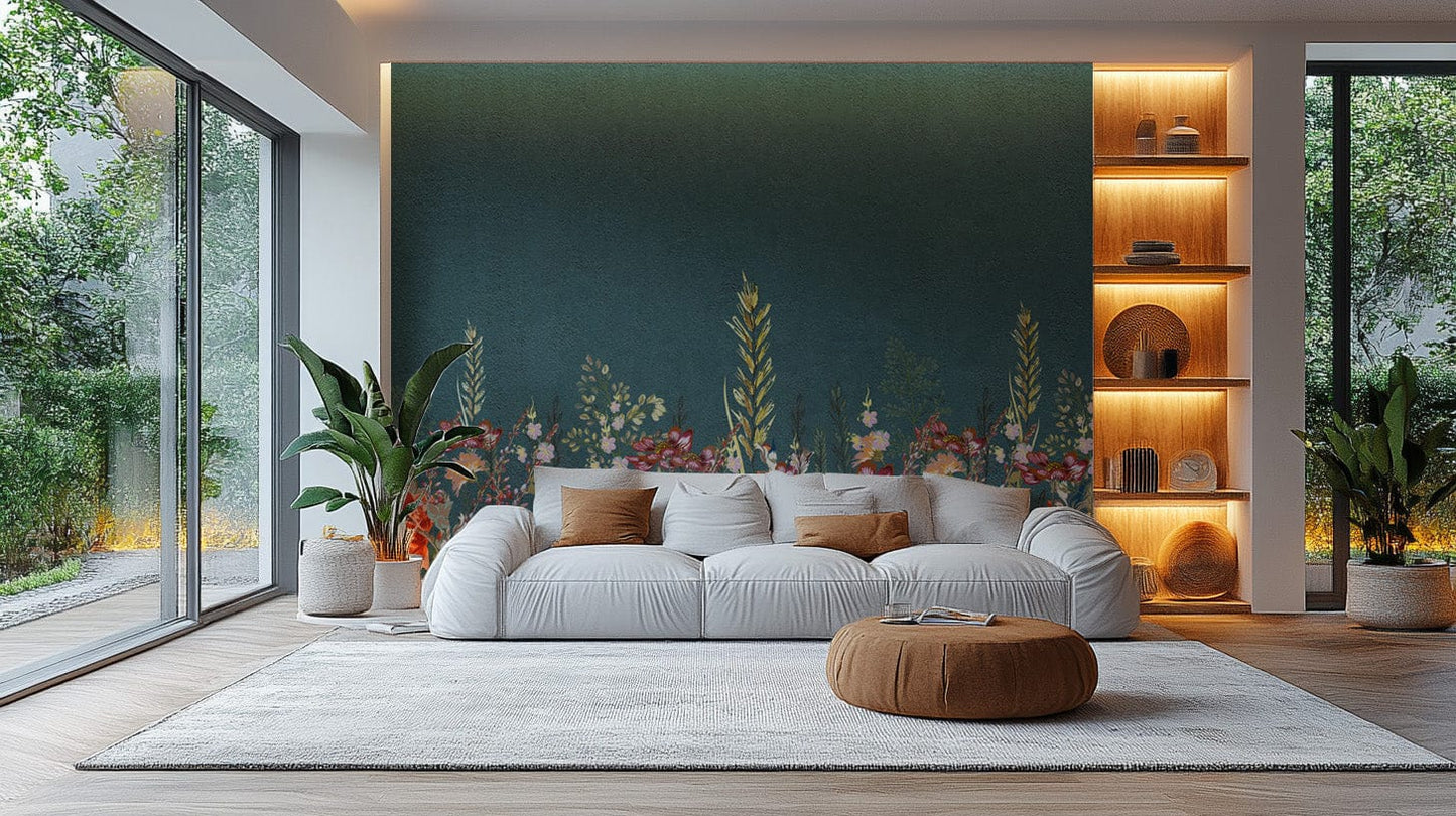 Nature-inspired teal floral wall décor
