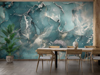 Teal Colored Marble Wallpaper Mural - Giffywalls