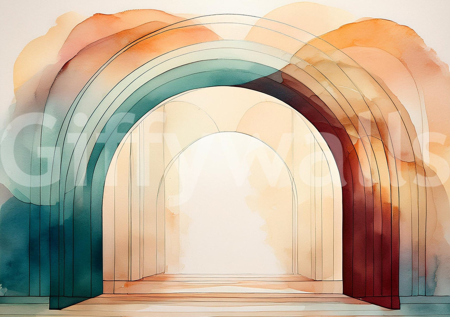 Transform your room with Teal Dream Arches wall mural