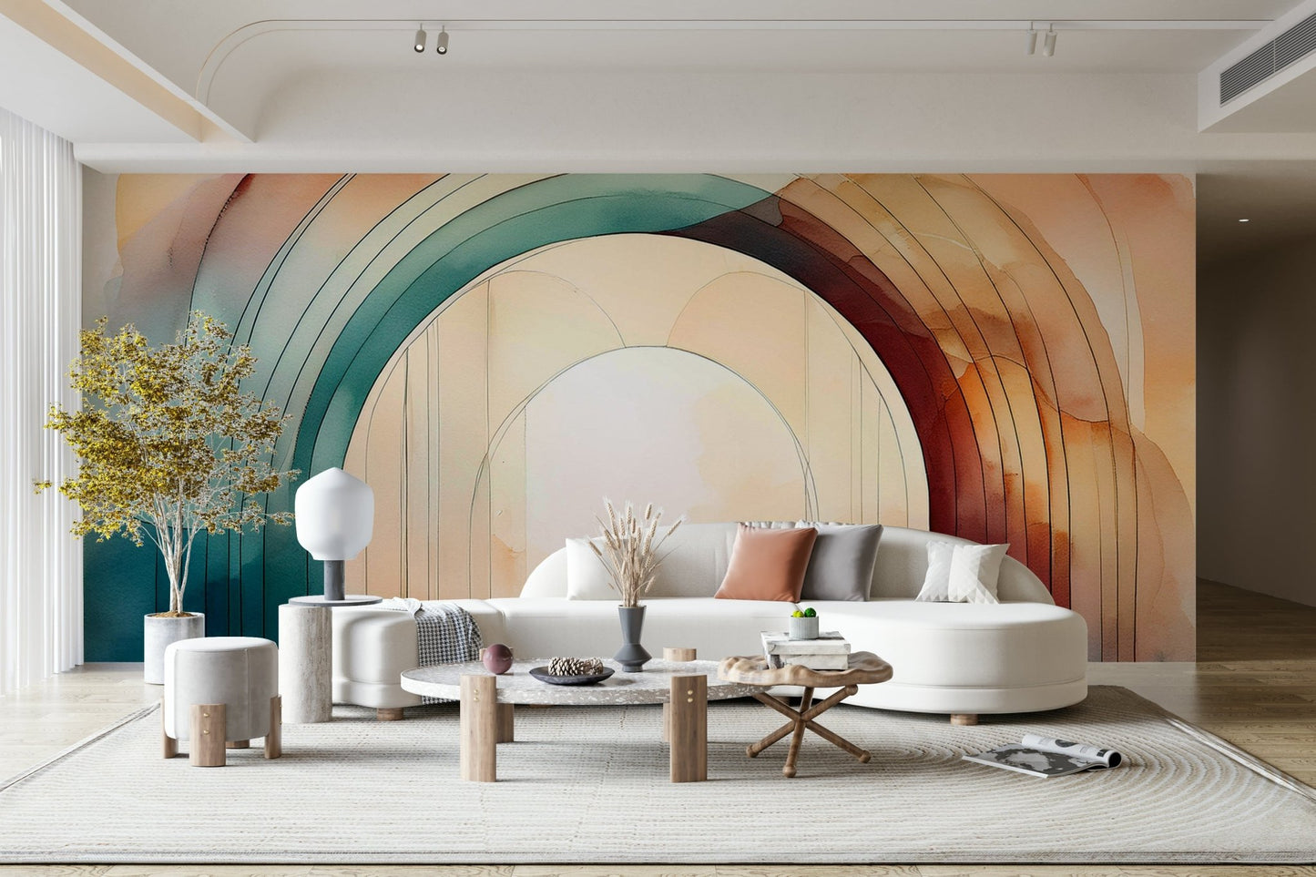 Teal arches mural - contemporary touch for any room