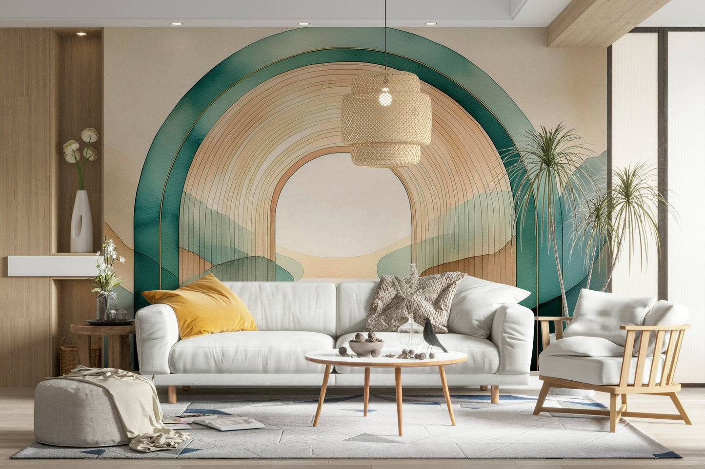 Teal Dream Arches Wall Mural