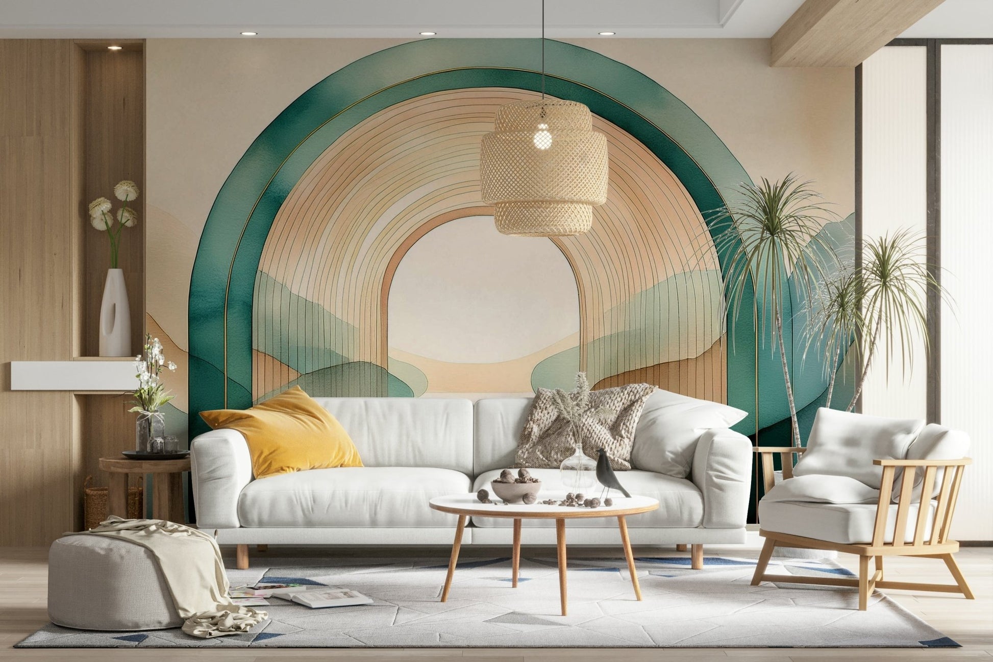 Teal Dream Arches Wall Mural