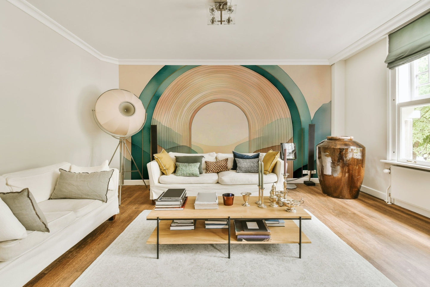 Teal Dream Arches Wall Mural