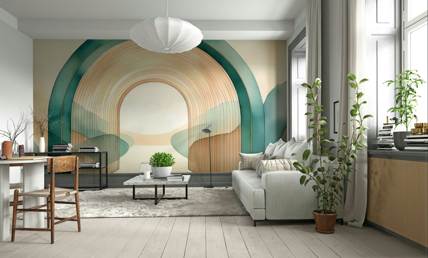 Teal Dream Arches Wall Mural