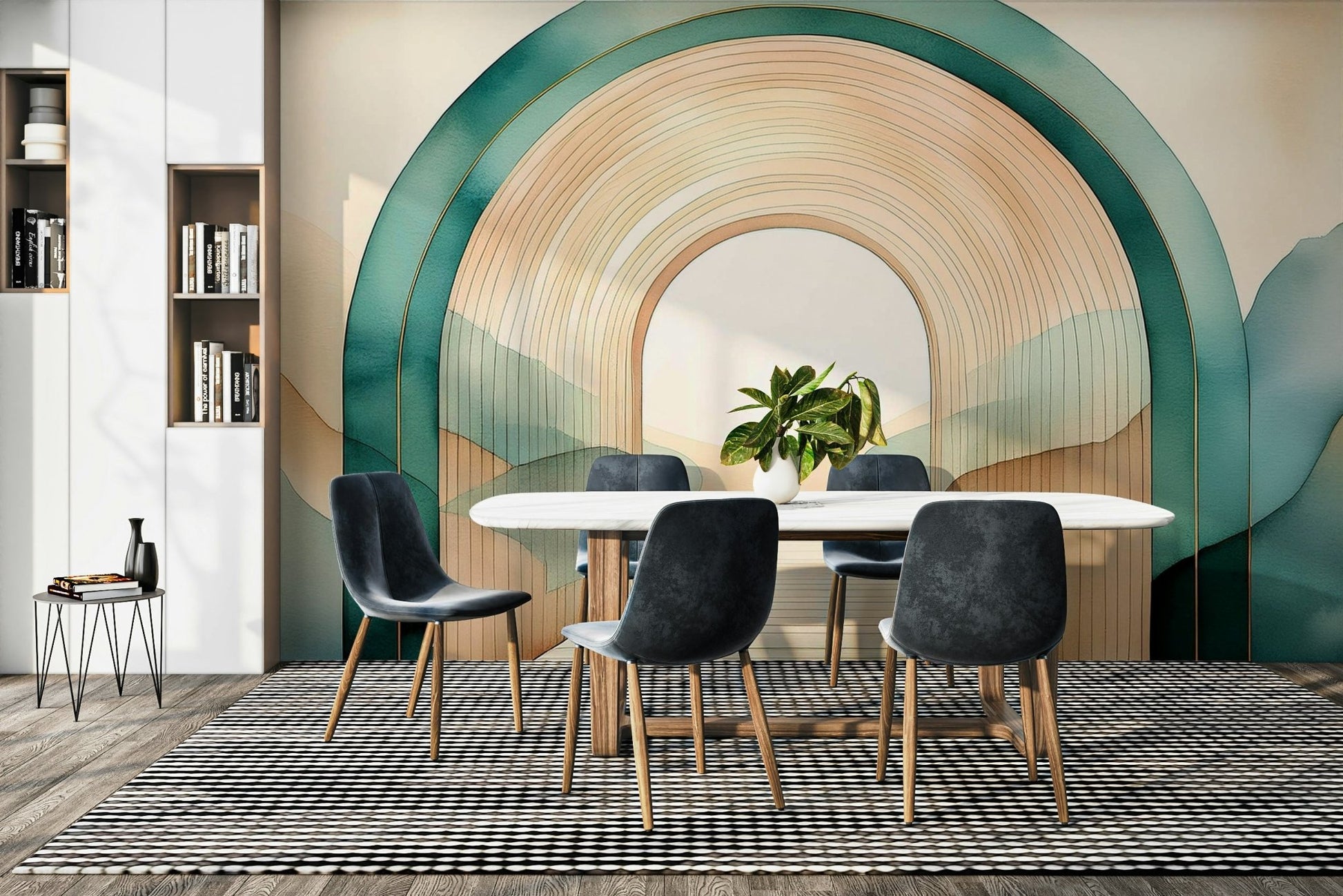 Teal Dream Arches Wall Mural