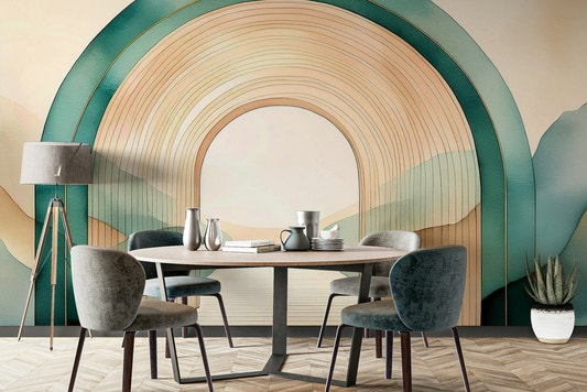Teal Dream Arches Wall Mural