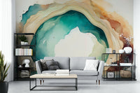 Deep teal cave wall mural for a calming space.

