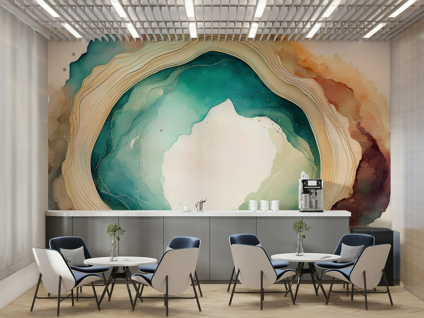 Serene teal dream cave wall art for any room.

