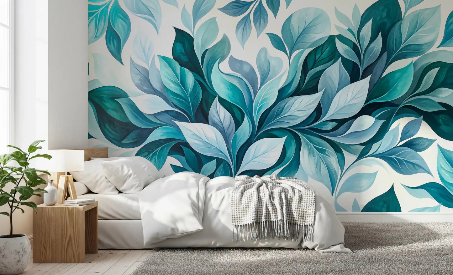 Deeper blue-greens meet pale aqua across the Teal Foliage Flow wall mural
GD9569