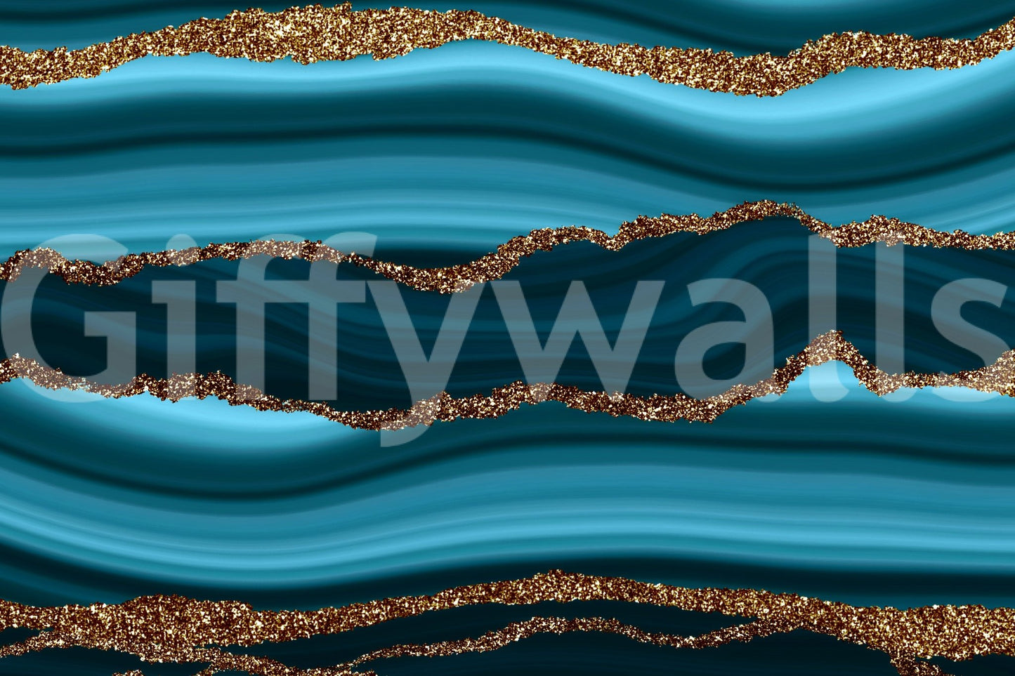 Teal & Gold River Wall Mural