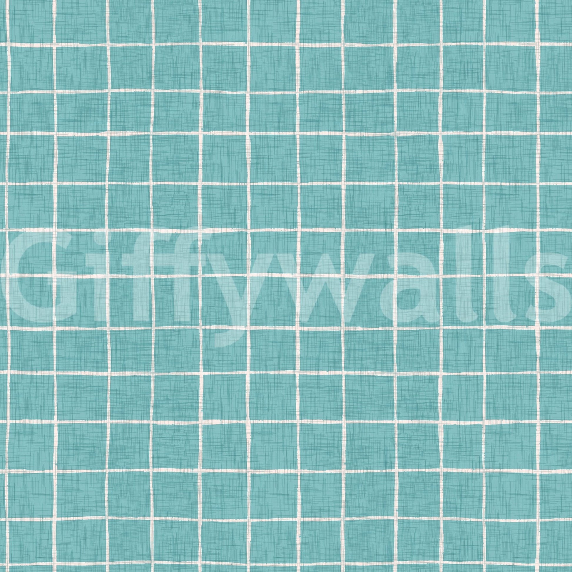 Soft teal linen pattern with hand-painted grid