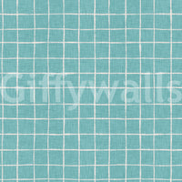 Soft teal linen pattern with hand-painted grid