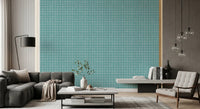 Teal windowpane check wallpaper for accent walls