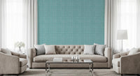 Vibrant aqua linen texture with thin white lines