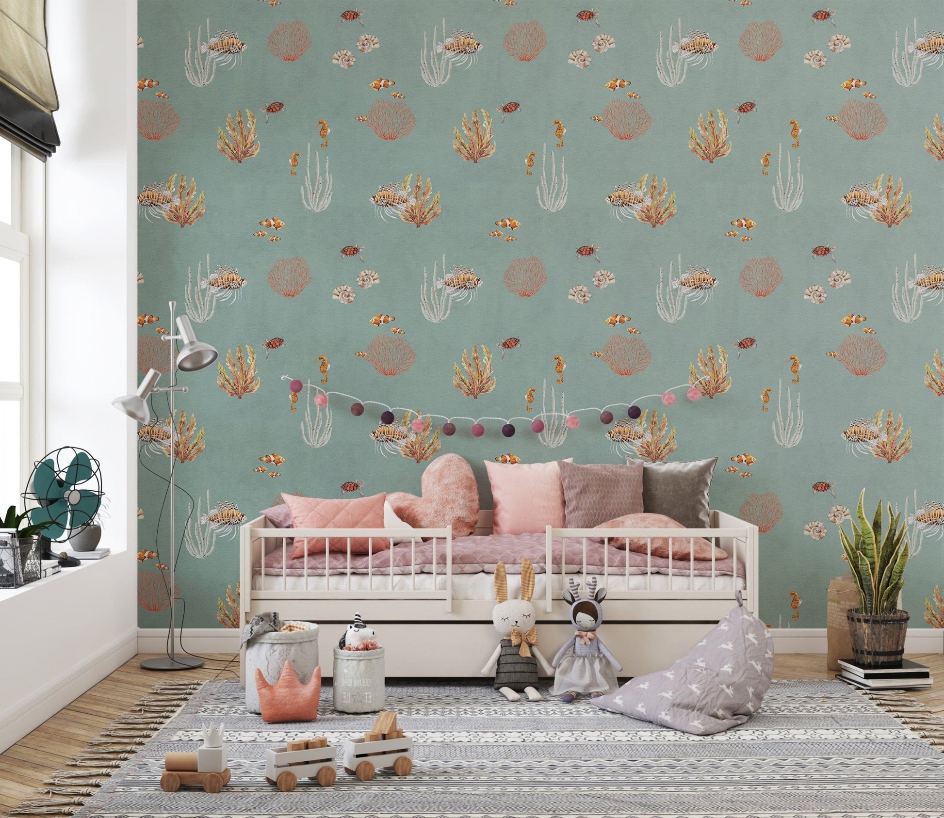 Underwater marine life wallpaper design
