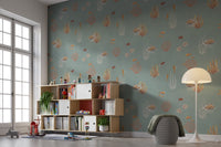 Teal marine wallpaper with ocean creatures
