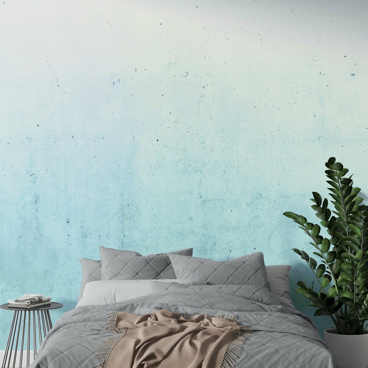 Teal Ombre on Concrete Wall Mural