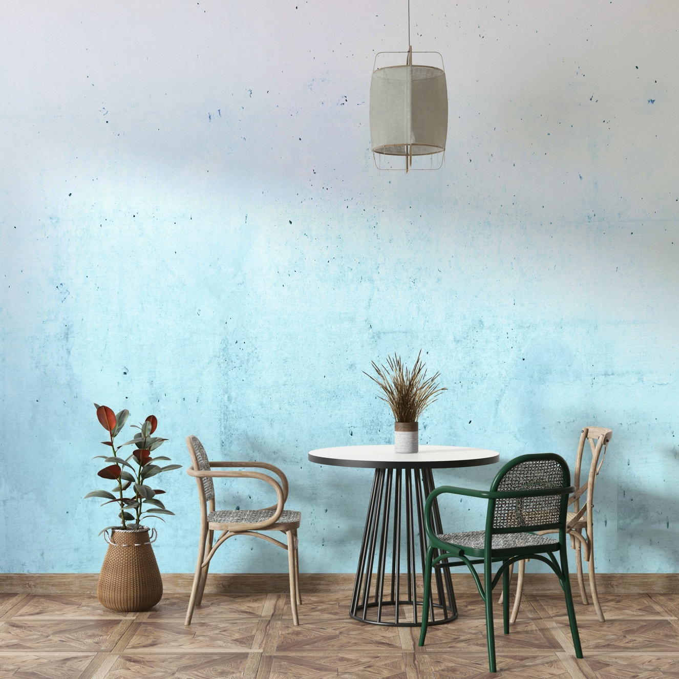Teal Ombre on Concrete Wall Mural