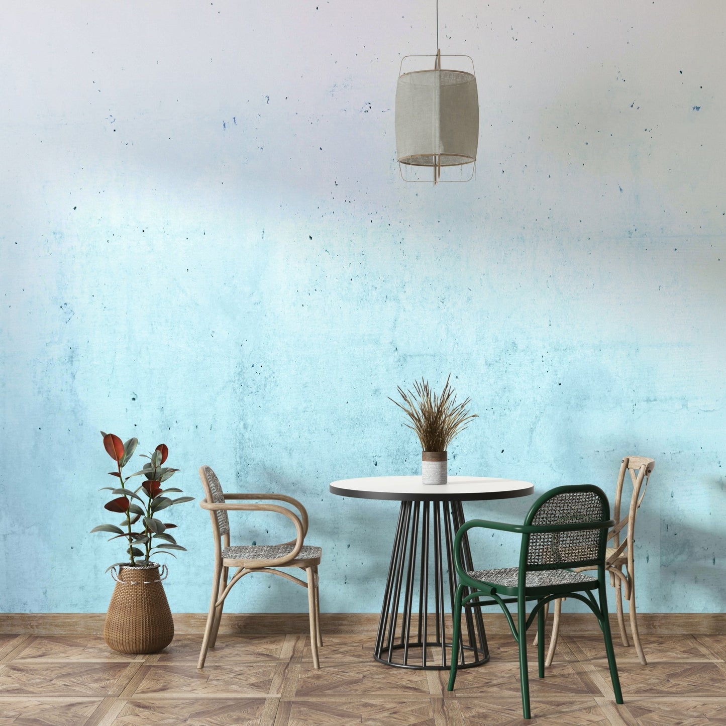 Teal Ombre on Concrete Wall Mural