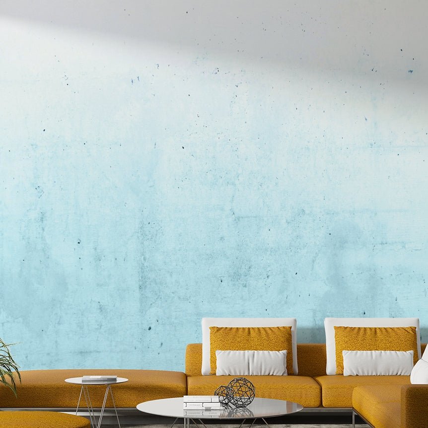 Teal Ombre on Concrete Wall Mural