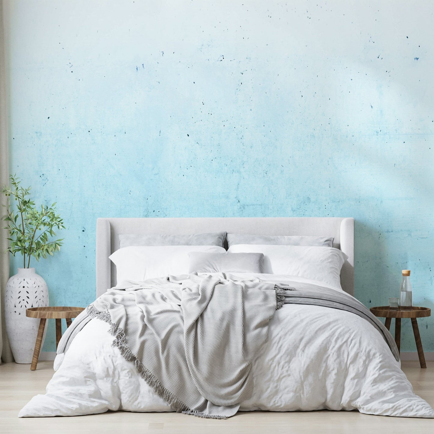 Teal Ombre on Concrete Wall Mural
