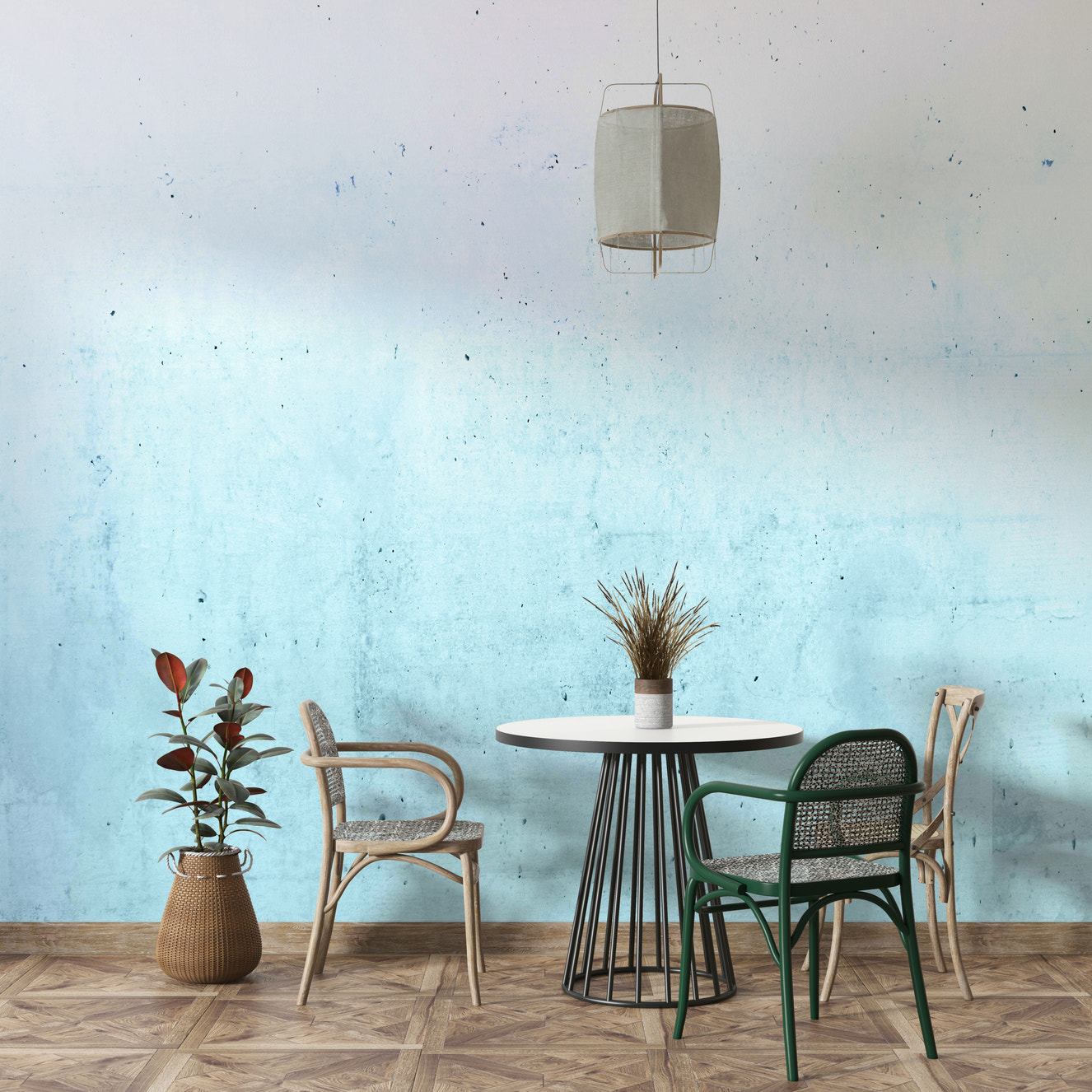 Teal Ombre on Concrete Wall Mural