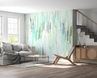 Office home wall finished in Spring Fall Wall Mural with mint teal pattern