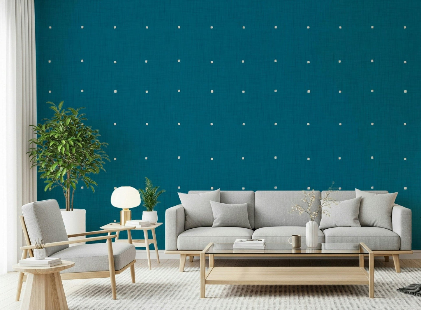 Modern Teal Texture Grid wall mural decor.