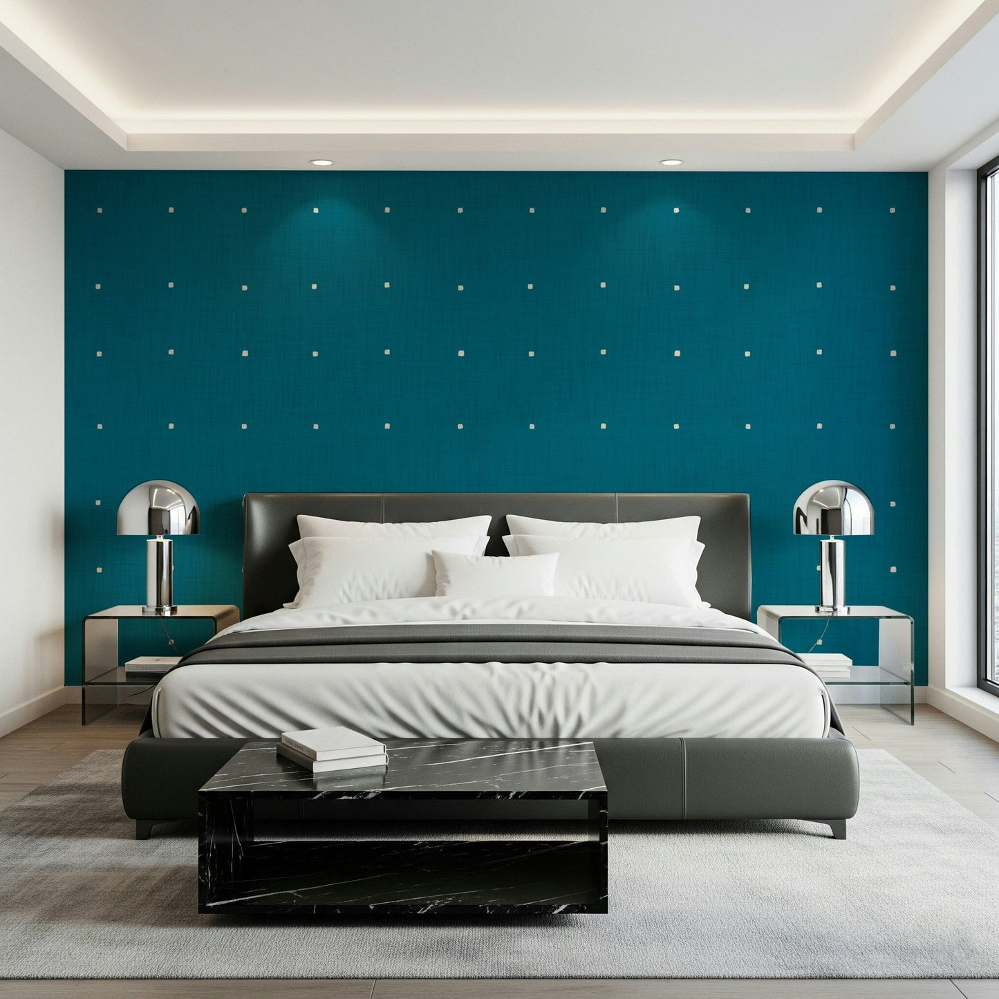 Home decor Teal Texture Grid wall paper.