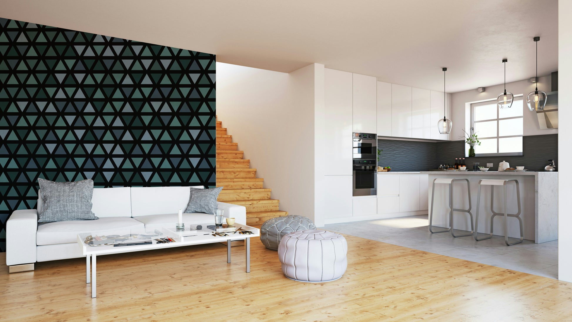 Sharp triangle design in teal color palette

