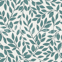 Subtle botanical vine wallpaper in teal tones with repeating leaf design, GD8230